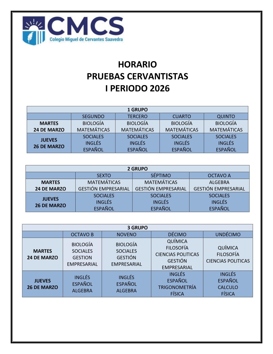 En este momento estás viendo PRUEBAS CERVANTISTAS I PERIODO