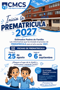 Lee más sobre el artículo PROCESO DE PRE-MATRICULA 2027